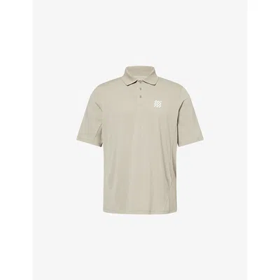 Manors Ens  Course Ribbed-collar Woven Polo Shirt In Taupe