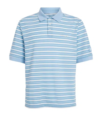Manors Piqué Stripe Goat Polo Shirt In Blue