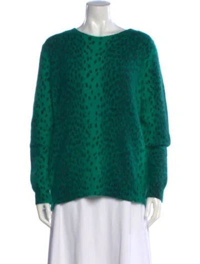 Pre-owned Manoush Angora Animal Print Sweater In Green