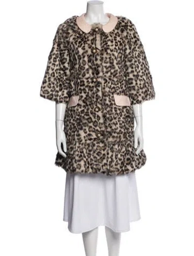 Pre-owned Manoush Animal Print Faux Fur Coat In Neutral