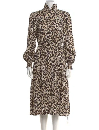 Pre-owned Manoush Animal Print Midi Length Dress In Neutral