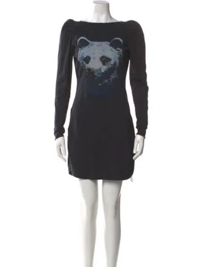 Pre-owned Manoush Bateau Neckline Mini Dress In Gray