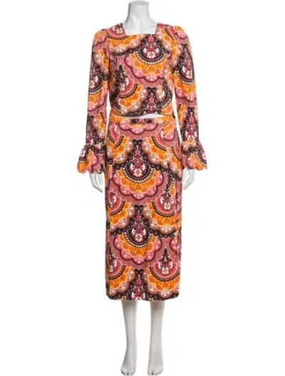 Pre-owned Manoush Corduroy Paisley Print Skirt Set In Red