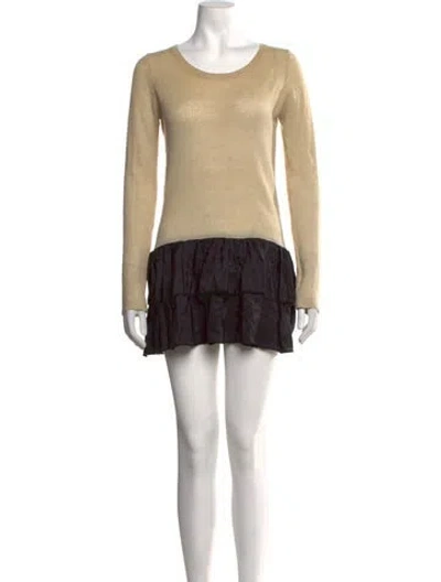 Pre-owned Manoush Crew Neck Mini Dress In Neutrals
