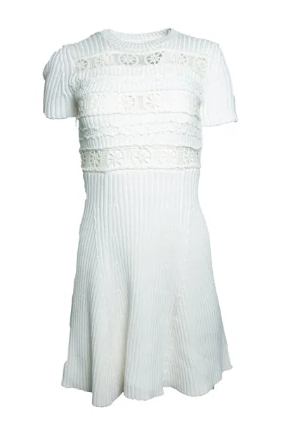 Manoush , Crochet And Knitted Dress In White In Blue