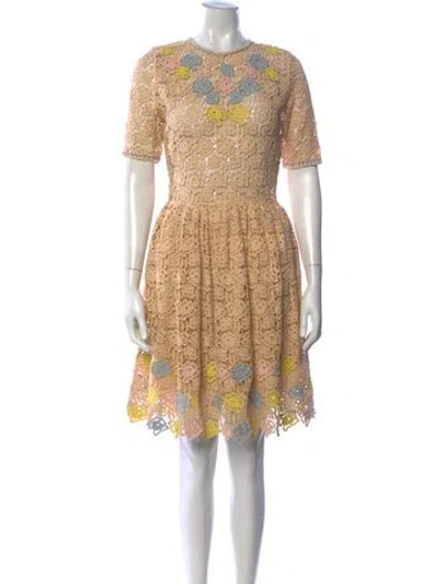 Pre-owned Manoush Floral Print Knee-length Dress In Neutrals