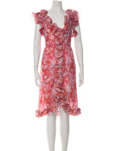 Pre-owned Manoush Floral Print Knee-length Dress In Red