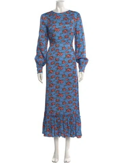 Pre-owned Manoush Floral Print Long Dress In Blue