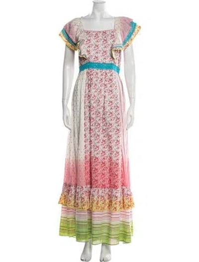 Pre-owned Manoush Floral Print Long Dress In Pink