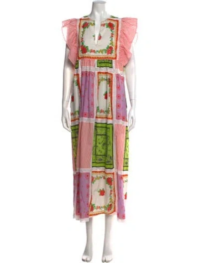 Pre-owned Manoush Floral Print Long Dress W/ Tags In Multi