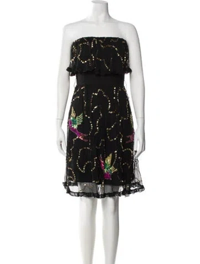Pre-owned Manoush Floral Print Mini Dress In Black