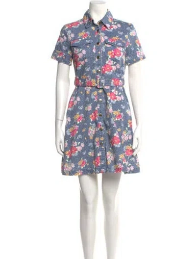 Pre-owned Manoush Floral Print Mini Dress In Blue