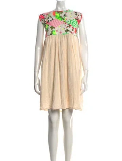 Pre-owned Manoush Floral Print Mini Dress In Neutral