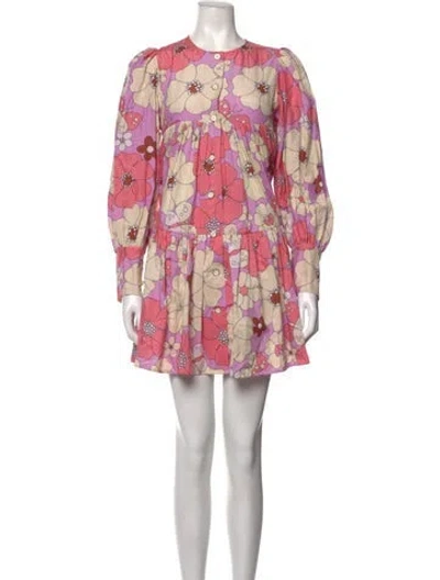 Pre-owned Manoush Floral Print Mini Dress In Pink