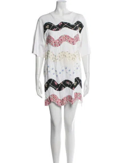 Pre-owned Manoush Floral Print Mini Dress In White