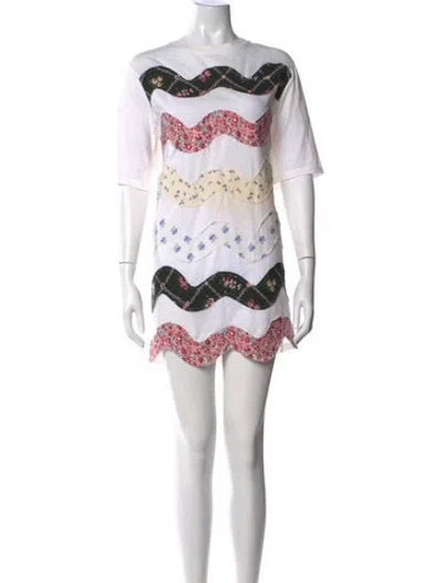 Pre-owned Manoush Floral Print Mini Dress In White