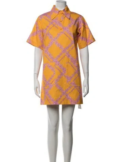 Pre-owned Manoush Floral Print Mini Dress In Yellow