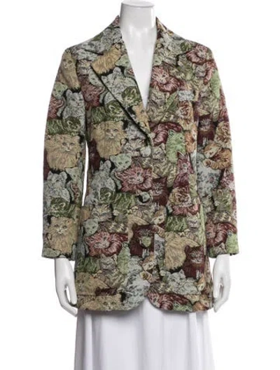 Pre-owned Manoush Graphic Print Blazer In Green