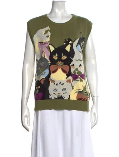 Pre-owned Manoush Graphic Print Crew Neck Sweater W/ Tags In Multicolor