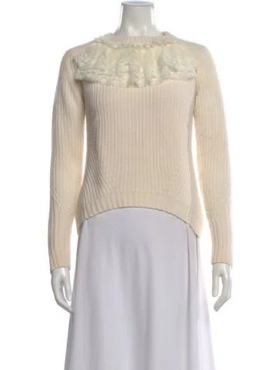 Pre-owned Manoush Merino Wool Crew Neck Sweater In Neutral