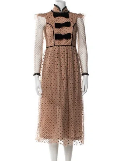 Pre-owned Manoush Mock Neck Long Dress In Brown
