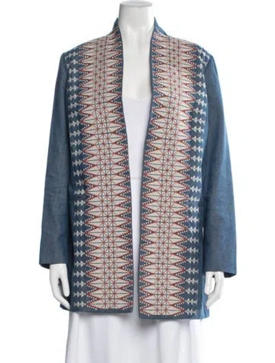 Pre-owned Manoush Patterned Coat In Blue