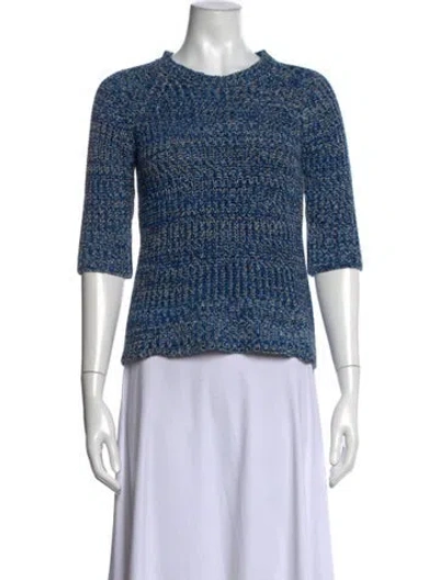 Pre-owned Manoush Patterned Crew Neck Sweater In Blue