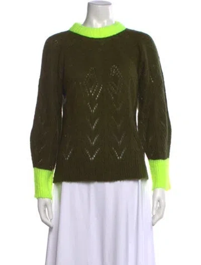 Pre-owned Manoush Patterned Crew Neck Sweater In Green