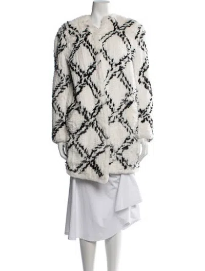 Pre-owned Manoush Patterned Faux Fur Coat In White