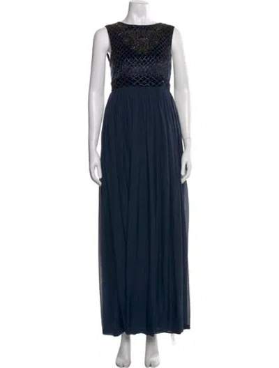 Pre-owned Manoush Patterned Long Dress In Blue