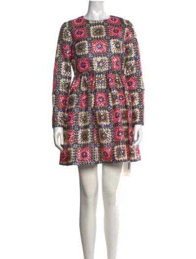 Pre-owned Manoush Patterned Mini Dress In Blue
