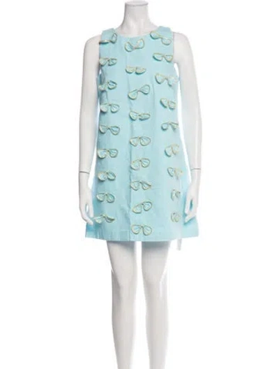 Pre-owned Manoush Patterned Mini Dress In Blue