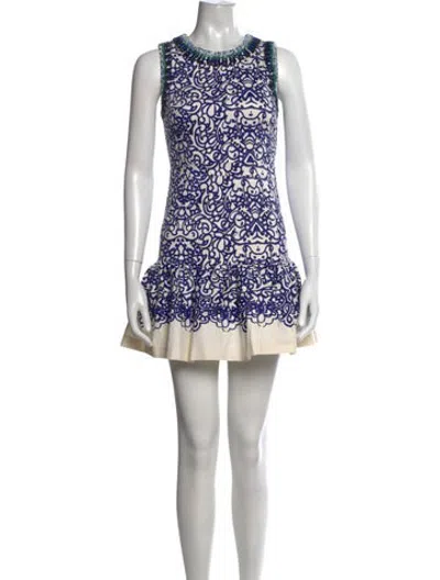 Pre-owned Manoush Patterned Mini Dress In Blue