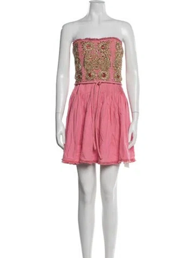 Pre-owned Manoush Patterned Mini Dress In Pink