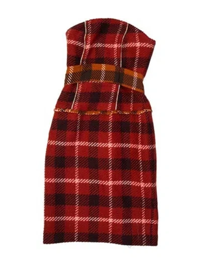 Pre-owned Manoush Plaid Print Mini Dress In Orange