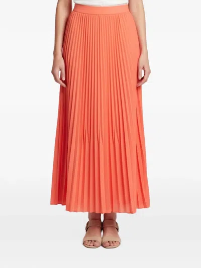 Pre-owned Manoush Plissé Maxi Skirt In Orange