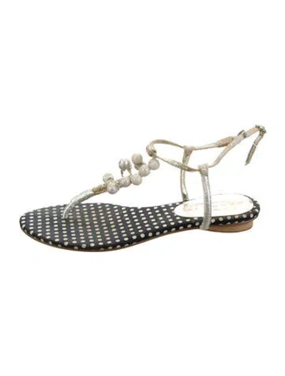 Pre-owned Manoush Polka Dot Print Sandals In Silver