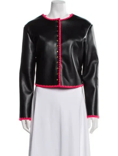 Pre-owned Manoush Printed Biker Jacket W/ Tags In Black