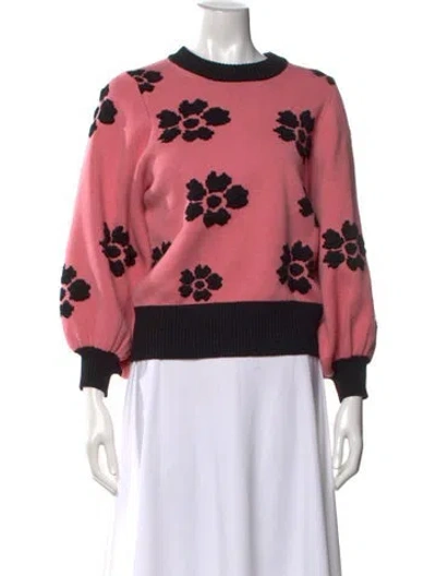 Pre-owned Manoush Printed Crew Neck Sweater In Pink