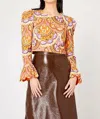 Manoush Printed Cropped Blouse In Velvet Fall In Multi