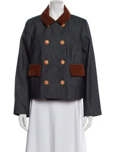 Pre-owned Manoush Printed Evening Jacket W/ Tags In Blue