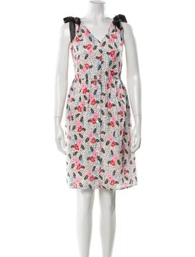 Pre-owned Manoush Printed Knee-length Dress In White