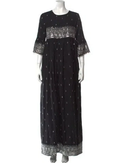 Pre-owned Manoush Printed Long Dress In Black