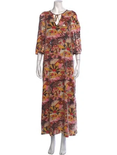 Pre-owned Manoush Printed Long Dress In Multicolor