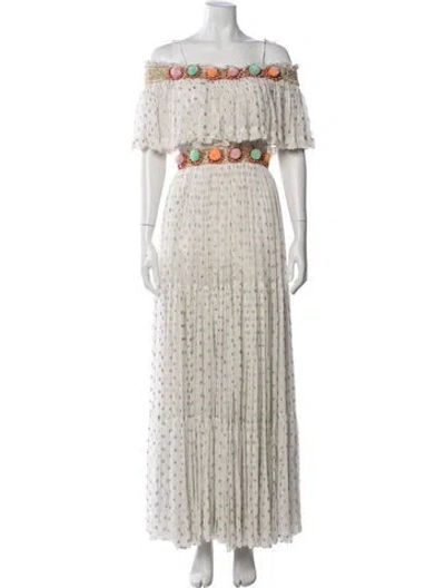 Pre-owned Manoush Printed Long Dress In Neutrals