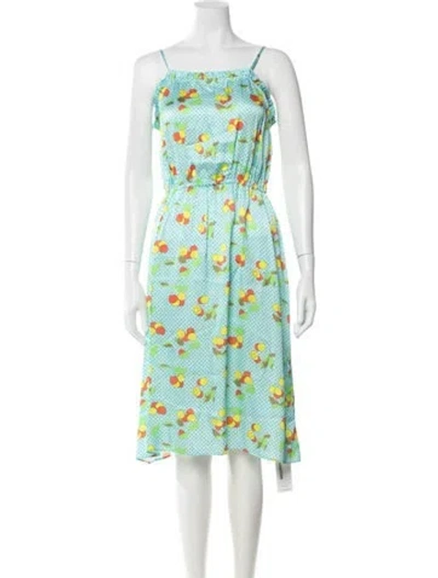 Pre-owned Manoush Printed Midi Length Dress In Blue