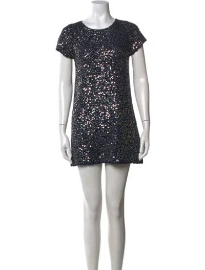 Pre-owned Manoush Printed Mini Dress In Blue