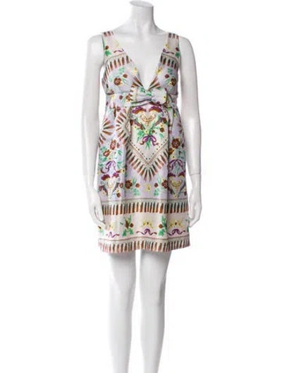 Pre-owned Manoush Printed Mini Dress In Purple