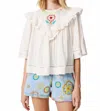 Manoush Sarah Print Top In White In White