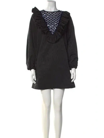 Pre-owned Manoush Scoop Neck Mini Dress In Black